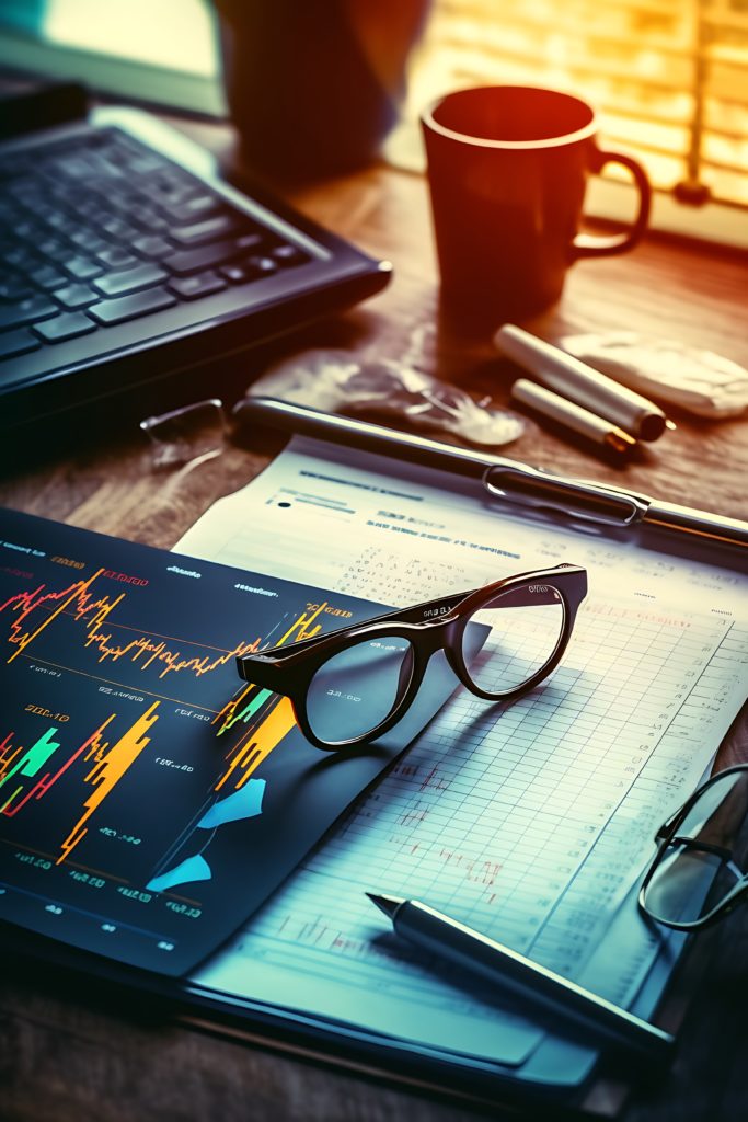 Biurko z narzędziami pracy biurowej, reprezentujące holistyczne podejście do dobrostanu w biznesie.